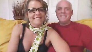 The grandfather gave his wife to a student to fuck