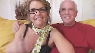 The grandfather gave his wife to a student to fuck