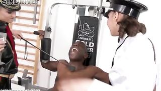 Negro guy is lucky to fuck two pretty girls in latex