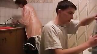 Raped mom in the kitchen, even hotter than usual