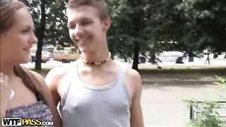 Two pretty girls got their pussies licked by a guy