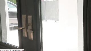 Skinny brunette takes a juicy cock in her tight ass