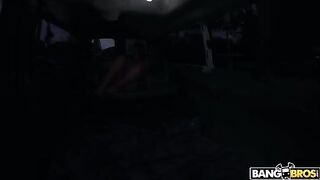 Gorgeous brunette pornstar with big boobs gets fucked in the car