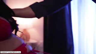 Jamie Michelle, in sexy lingerie and stockings, cheats on her husband in a hotel