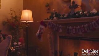 Christmas sex with a blonde woman in high heels and stockings