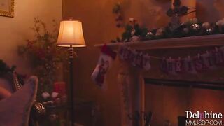 Christmas sex with a blonde woman in high heels and stockings