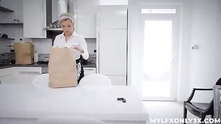 The maid got horny and started to rub herself with oil, the client saw it