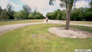 Outdoor fun in the park with a hot girl