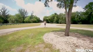 Outdoor fun in the park with a hot girl