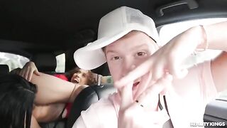 Douchey Dude makes a threesome with a girl he picked up for money