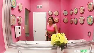 A sexy brunette got an exciting blowjob from a guy in a hood