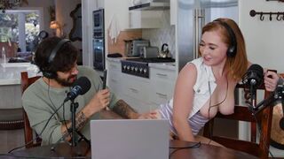 Redhead beauty fucked during a podcast recording session