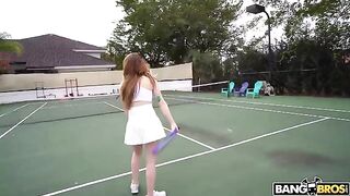 Girl is getting fucked by a tennis coach on the court