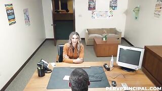 The druggie was fucked by her boss straight on the table in the office