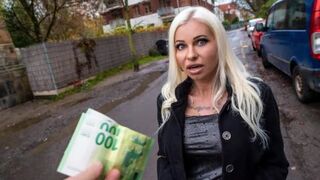 Blonde MILF is getting fucked on the street for money