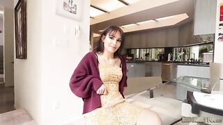 Horny MILF drains the balls of her new stepson in the kitchen