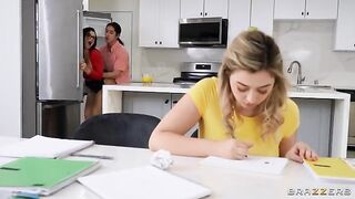 Unforgettable threesome with big natural tits action