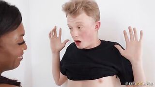 A prankster gets a sandwich of pussy on the bed
