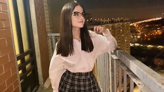 A hot view of the city while fucking with a Russian teen