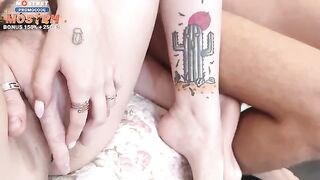 A group sex party with four hot college girls