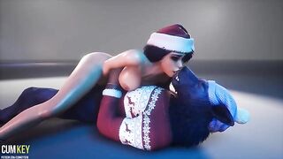 A chick with a stunning body is being fucked by a werewolf in 3D