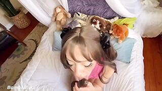 Teen brunette Bambi Bluu gets her queefing pussy eaten and fucked hard