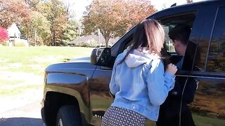 A hot girl is picked up by a pervert driver who made her pay
