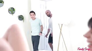 A girl is having fun with two guys at the same time