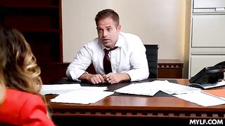 A busty MILF gets fucked in the office by a horny boss