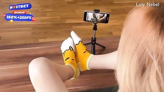 A cute girl agreed to make a footjob video with her stepbrother