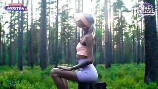 A pretty girl sucks the cock of her neighbor in the forest