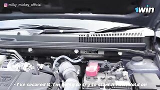 A beautiful girl was helped by a stranger to fix her car and then she got fucked