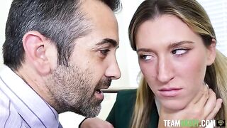 The principal fucks the teacher and student in an intense encounter