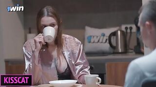 A man surprises his girlfriend with a blindfold and rough sex
