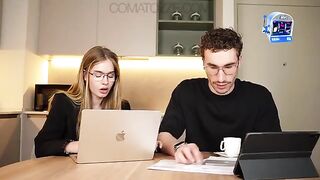 A secretary is doing her duties and other stuff with her boss