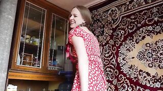 A girl from the village showed her boobs to the camera and got a lot of cum