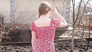 A girl from the village showed her boobs to the camera and got a lot of cum