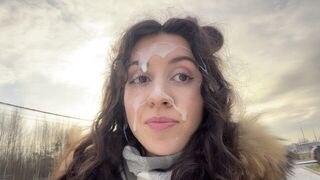 Challenge: Walking with cum on your face - Cumwalk