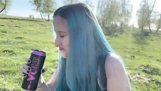 A sexy girl is fucking with her classmate right in the woods