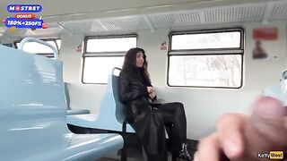Public blowjob and handjob on a train with a complete stranger