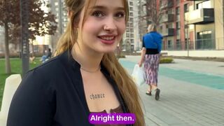 A beautiful woman shows her boyfriend her boobs and he gets hard