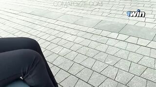 A beautiful woman shows her boyfriend her boobs and he gets hard