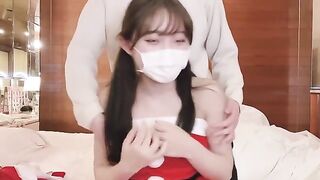 An amateur couple has sex in various poses, reaching a creampie