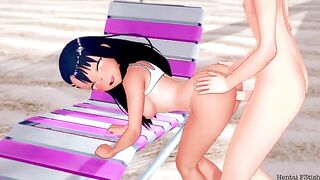 Nagatoro delivers a passionate blowjob and intense creampie action on the beach!