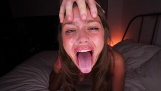 He killed my throat! Extreme blowjob with no mercy and cum on face