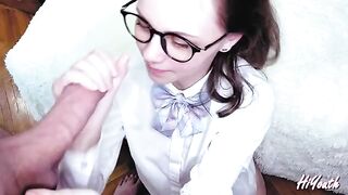 Hot Russian teen got her face covered with cum
