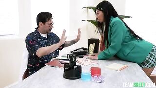 A girl is getting special treatment from her guy friend