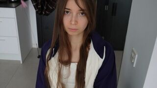 A beautiful girl agreed to cheer up a guy with her stunning features