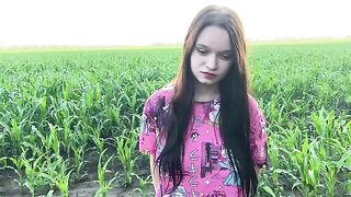 A sexy girl has sex with her stepbrother in the cornfield