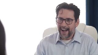 The interview went well, and the brunette was able to observe the moment